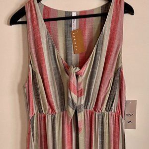 RVCA / Plenty, Multicoloured Linen Striped Summer Dress